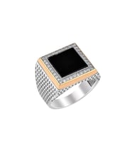 0.44 Karat Pırlantalı Oniks Erkek Yüzüğü PY1341 (Beyaz)