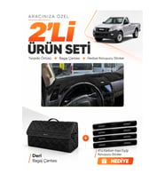 e-biz ISUZU D-MAX (2012-2019) Uyumlu Torpido Örtüsü + Deri Bagaj Çantası Seti - Siyah - IS002