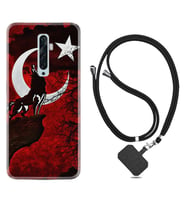 Oppo Reno 2Z 4 Lite 4 Pro 5 6 7 A31 Kılıf Boyun Askılı Silikon Wolf and Moon 2 1381