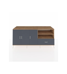 Kronos Konsol 4 Raflı Tek Çekmeceli 3 Kapaklı 220x59x99 Çam-Antrasit/Antrasit