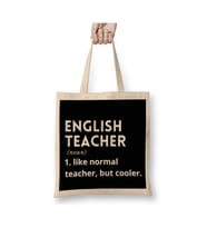 English Teacher Defined Beyaz Bez Çanta Uzun Saplı Alışveriş Çantası Plaj Çantası
