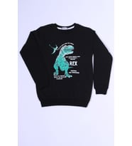 ERKEK ÇOCUK SWEAT DİNOZOR BASKILI RİBANALI C54 (Siyah)