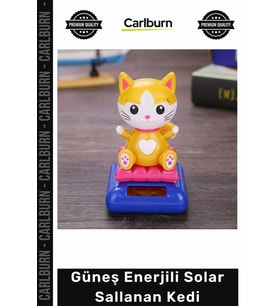 #Solar Şans Getiren Dekoratif Araba Süsü Ofis Masa Hediyesi Güneş Enerjili Solar Sallanan Kedi