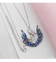 Gümüş Anne Bebek Model Siyah Taşlı Kolye 925 Ayar (Karışık)