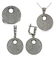 Gümüş Zirkon Taşlı Yuvarlak Bayan Set