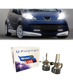 Peugeot 107 Led Xenon Uzun + Kısa Far Ampulü H4 Mono Yeni Seri Beyaz