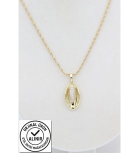 STİL İNCİSİ/XUPING JEWELRY YAPRAK MODEL ZİRKON TAŞLI BÜYÜK KOLYE (Altın Rengi)
