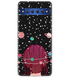 TCL 10 Plus Kılıf Desenli Silikon Space Woman