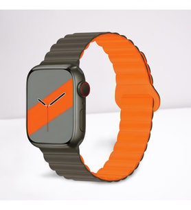 Cosmostech Akıllı Saat Watch için Uyumlu 42MM 44MM 45MM 49MM 1/2/3/4/5/6/se/7/8/ultra Magnetli Kordon ve Kayışıı Gri(Turuncu)