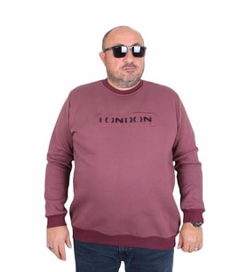 Starbattal Erkek Büyük Beden Sıfır Yaka 3ip Sweat London 24208 Eflatun