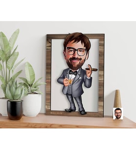 BK Gift Kişiye Özel Patron Karikatürlü 3D Ahşap Tablo, Sevgiliye Hediye, Arkadaşa Hediye, Yıl Dönümü Hediyesi, Doğum Günü Hediyesi-3