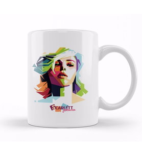 Geometric Celebrity Scarlett Johansson Kupa Bardak Porselen