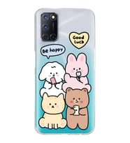 Oppo A52/A72/A92 Uyumlu Sevimli Ayıcıklar Desenli Şeffaf Telefon Kılıfı