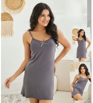 Kadın Sleep Wear 216 Kısa Gecelik (Antrasit)