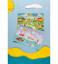 Okul Öncesi Başlangıç Yapboz Çiftlik Ve Deniz Araçları Ahşap Puzzle Set