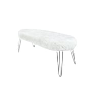 Zem Şila Bench Beyaz Peluş - Silver Ayaklı 90 cm