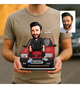 Kişiye Özel Karikatürlü Araba Temalı Masaüstü Standı – Doğum Günü ve Sevgiliye Hediye
