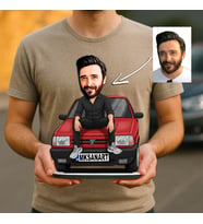 Kişiye Özel Karikatürlü Araba Temalı Masaüstü Standı – Doğum Günü ve Sevgiliye Hediye