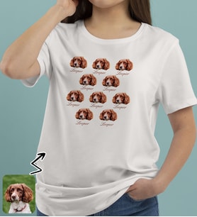 BK Gift Kişiye Özel Evcil Hayvan Tasarımlı Kadın Beyaz Tişört-10, Sevgiliye Hediye, Arkadaşa Hediye, Trend T-Shirt