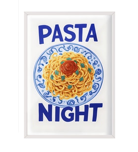 Beyaz Çerçeveli Pasta Night Mutfak Duvar Tablosu, Şık ve Modern Dekor