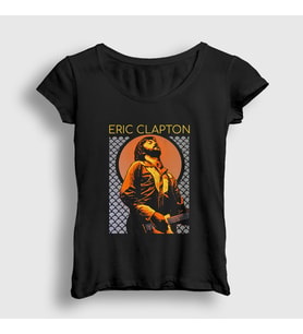 Presmono Kadın Siyah Poster Gitarist Müzik Eric Clapton T-Shirt 477482tt