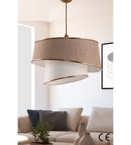 Modern 2 Katlı Kumaş Başlıklı Çok Amaçlı Avize, Şık ve Fonksiyonel Tasarım