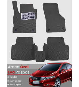 HONDA CİTY (2008-2013) Uyumlu EVA Paspas Tam Set–Araca Özel,Su Geçirmez,Kolay Montaj