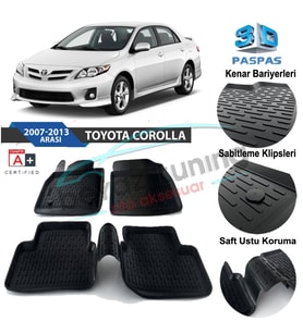 Toyota Corolla Havuzlu 3D Paspas Niken Siyah 2007-2012