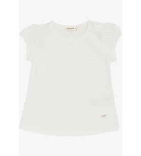 Breeze Kız Bebek Tişört Çiçek Nakışlı 9 Ay-3 Yaş, Beyaz