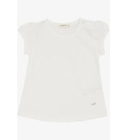 Breeze Kız Bebek Tişört Çiçek Nakışlı 9 Ay-3 Yaş, Beyaz