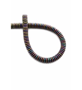 Hematit Doğal Taş Mat Gökkuşağı Rondela Kesim 6x1mm Dizi [AA]