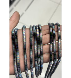 Hematit Taşı Rondela Kesim Mat Gökkuşağı 6x1mm Doğal Taş Dizi
