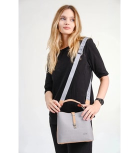 Günlük Kombinlere Uygun Kadın Gri Taba 3 Gözlü Su Geçirmez Çapraz Ve Omuz Çantası 22 X 20 CM (STD)