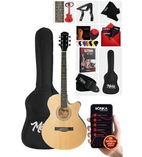 Midex XC-200NT Kesik Kasa Profesyonel Akustik Gitar 4/4 Yetişkin Üst Segment (Çanta Capo Askı Pena)