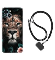 Reeder S23 Max Pro Kılıf Resimli Boyun Askılı İpli Desenli Silikon Leon Flowers 1307