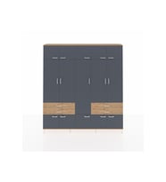 Arges Dolap 11 Raflı 4 Çekmeceli 2 Askılı 220x30x243 Çam-Antrasit/Çam