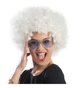 Beyaz Renk Kıvırcık Afro Bonus Peruk (5343)