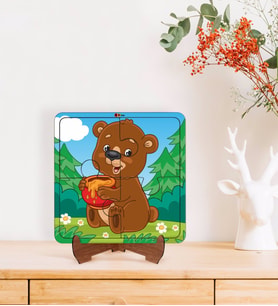 BK Toys Çocuklar İçin 2 si 1 arada Eğitici-Öğretici Ahşap 4 Parça Yapboz Puzzle Çerçeve Model 25