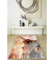 Bej Eyfel Kulesi Paris Kaymaz Tabanlı Dekoratif Halı RV338 - 100 x 160 cm