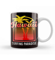 Hawaii Palm Tree Surfing Paradise Beach Island Summer Ocean Kupa Bardak Porselen