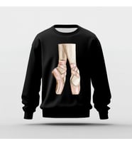 Point Shoes Baskılı Basic Sweatshirt (Siyah)