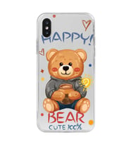 Iphone X ve XS Uyumlu Happy Bear Tasarımlı Şeffaf Telefon Kılıfı