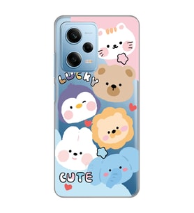 Redmi Note 12 Pro 5G Uyumlu Cute Animals Tasarımlı Şeffaf Telefon Kılıfı