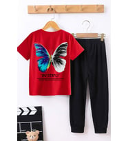Çocuk Butterfly Alt - Üst Eşofman Takımı (Siyah)