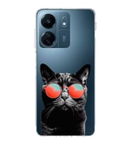 PrintiFy Xiaomi Redmi 13C ile Uyumlu Kedi 3 Kamera Korumalı Şeffaf Kılıf