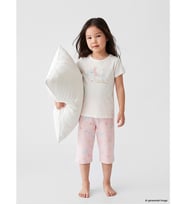LCW Kids Ekru Baskılı Kız Çocuk Kaprili Pijama Takımı