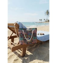 Büyük Boy Plaj Çantası 40×30 cm - Fermuarlı Günlük Omuz, Alışveriş ve Tatil Çantası