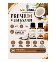 Premium Mum Esansı 5 cc 2'li Set - Hindistan Cevizi, Karamel - Soya Wax, Parafin, Jel Wax ve Bal Mumu Uyumlu BKFAB2HCKR5