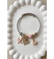 8052 Deniz Yıldızı Sallantılı Çelik Bileklilk (Pembe)