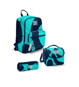 Coral High Lacivert Turkuaz Desenli 3'lü Okul Çanta Seti SET0123686 - Erkek (Çok Renkli)